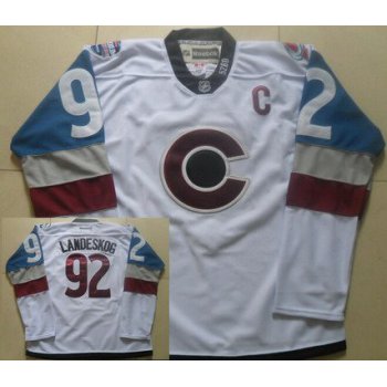 Men's Colorado Avalanche #92 Gabriel Landeskog Reebok White 2016 Stadium Series Hockey Jersey