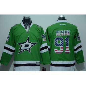 Men's Dallas Stars #91 Tyler Seguin Green USA Flag Hockey Jersey