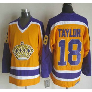 Men's Los Angeles Kings #18 Dave Taylor 1980-81 Yellow CCM Vintage Throwback Jersey