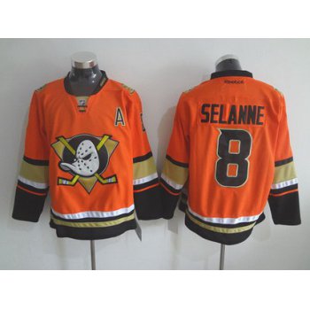 Men's Mighty Ducks Of Anaheim #8 Teemu Reebok 2015 Orange Alternate Premier Jersey