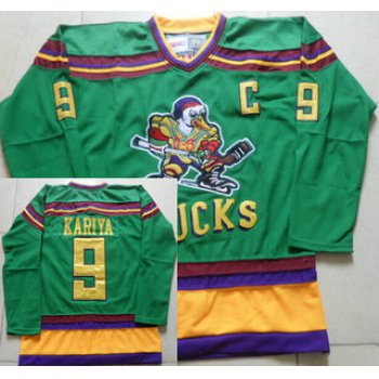 Men's Mighty Ducks of Anaheim #9 Paul Kariya 1991-92 Green CCM Vintage Throwback Jersey