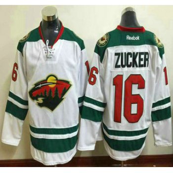 Men's Minnesota Wild #16 Jason Zucker Reebok White Away Premier Jersey