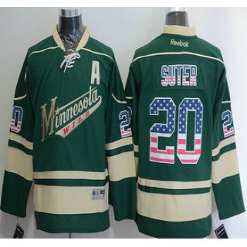 Men's Minnesota Wild #20 Ryan Suter Reebok Green Alternate NHL USA Flag Fashion Jersey