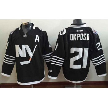 Men's New York Islanders #21 Kyle Okposo 2015 Reebok Black Premier Alternate Jersey