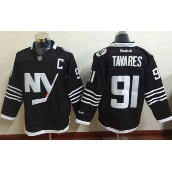 Men's New York Islanders #91 John Tavares 2015 Reebok Black Premier Alternate Jersey