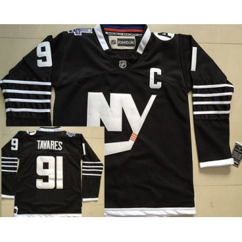 Men's New York Islanders #91 John Tavares 2015 Reebok Black Premier Alternate Jersey