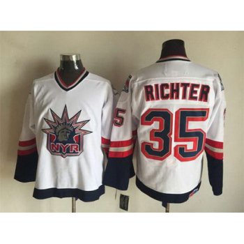 Men's New York Rangers #35 Mike Richter 1996-97 White CCM Vintage Throwback Jersey