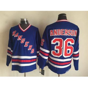 Men's New York Rangers #36 Glenn Anderson 1990-91 Light Blue CCM Vintage Throwback Jersey