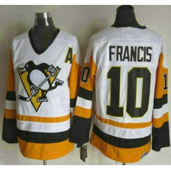 Men's Pittsburgh Penguins #10 Ron Francis 1988-89 White CCM Vintage Throwback Jersey