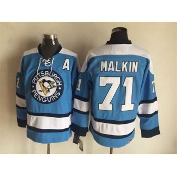 Men's Pittsburgh Penguins #71 Evgeni Malkin 1960 Light Blue CCM Vintage Throwback Hockey Jersey