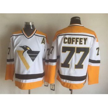 Men's Pittsburgh Penguins #77 Paul Coffey 1992-93 White CCM Vintage Throwback Jersey