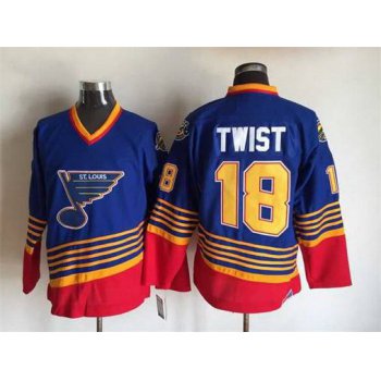 Men's St. Louis Blues #18 Tony Twist 1995-96 Blue CCM Vintage Throwback Jersey