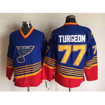 Men's St. Louis Blues #77 Pierre Turgeon 1995-96 Blue CCM Vintage Throwback Jersey