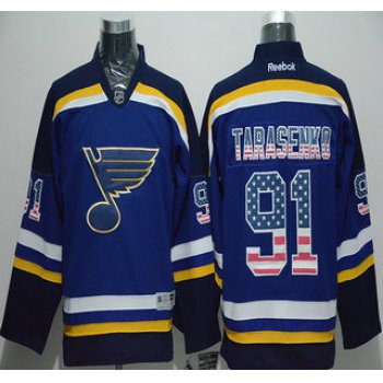 Men's St. Louis Blues #91 Vladimir Tarasenko USA Flag Fashion Blue Jersey