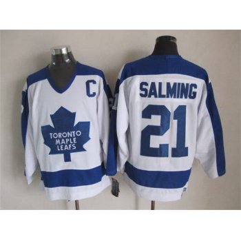 Men's Toronto Maple Leafs #21 Borje Salming 1982-83 White CCM Vintage Throwback Jersey