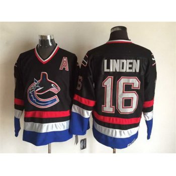 Men's Vancouver Canucks #16 Trevor Linden 2003-04 Black CCM Vintage Throwback Jersey