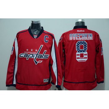 Men's Washington Capitals #8 Alex Ovechkin Reebok Red USA Flag Hockey Jersey