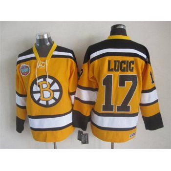 Men's Boston Bruins #17 Milan Lucic 2009-10 Yellow CCM Vintage Throwback Jersey