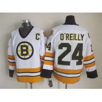 Men's Boston Bruins #24 Terry O'Reilly 1981-82 White CCM Vintage Throwback Jersey