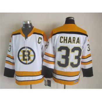 Men's Boston Bruins #33 Zdeno Chara 2007-08 White CCM Vintage Throwback Jersey