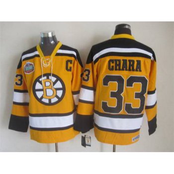 Men's Boston Bruins #33 Zdeno Chara 2009-10 Yellow CCM Vintage Throwback Jersey