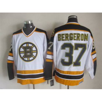 Men's Boston Bruins #37 Patrice Bergeron 1996-97 White CCM Vintage Throwback Jersey