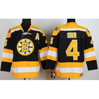 Men's Boston Bruins #4 Bobby Orr 1967-68 Black CCM Vintage Throwback Jersey