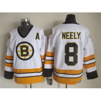 Men's Boston Bruins #8 Cam Neely 1981-82 White CCM Vintage Throwback Jersey