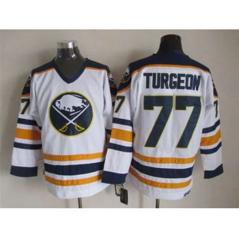 Men's Buffalo Sabres #77 Pierre Turgeon 1983-84 White CCM Vintage Throwback Jersey