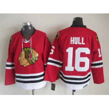 Men's Chicago Blackhawks #16 Bobby Hull 1957-58 Red CCM Vintage Throwback Jersey