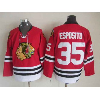 Men's Chicago Blackhawks #35 Tony Esposito 1957-58 Red Vintage Jersey