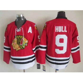 Men's Chicago Blackhawks #9 Bobby Hull 1957-58 Red Vintage Jersey