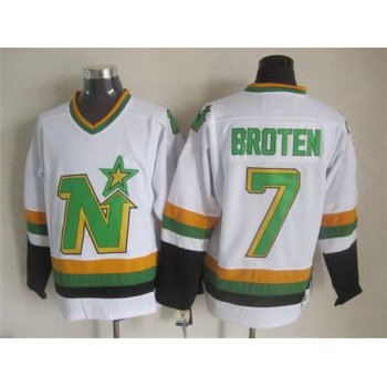 Men's Minnesota North Stars #7 Neal Broten 1988-89 White CCM Vintage Throwback Jersey