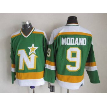 Men's Minnesota North Stars #9 Mike Modano 1978-79 Green CCM Vintage Throwback Jersey