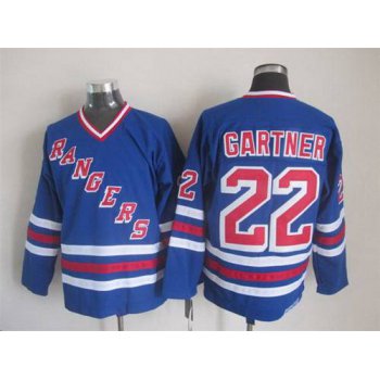 Men's New York Rangers #22 Mike Gartner 1990-91 Light Blue CCM Vintage Throwback Jersey