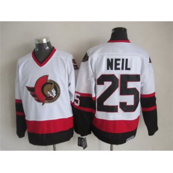 Men's Ottawa Senators #25 Chris Neil 1997-98 White CCM Vintage Throwback Jersey