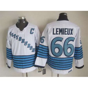 Men's Pittsburgh Penguins #66 Mario Lemieux 1967-68 White CCM Vintage Throwback Jersey