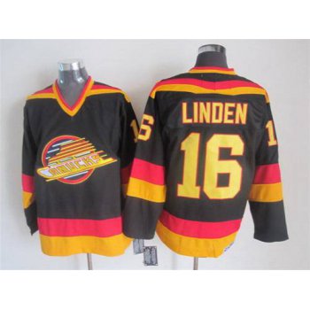 Men's Vancouver Canucks #16 Trevor Linden 1985-86 Black CCM Vintage Throwback Jersey