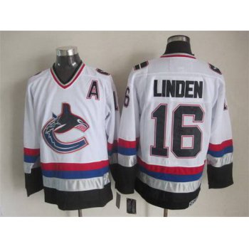 Men's Vancouver Canucks #16 Trevor Linden 1997-98 White CCM Vintage Throwback Jersey