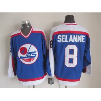 Men's Winnipeg Jets #8 Teemu Selanne 1979-80 Blue CCM Vintage Throwback Jersey