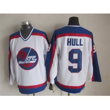 Men's Winnipeg Jets #9 Bobby Hull 1979-80 White CCM Vintage Throwback Jersey