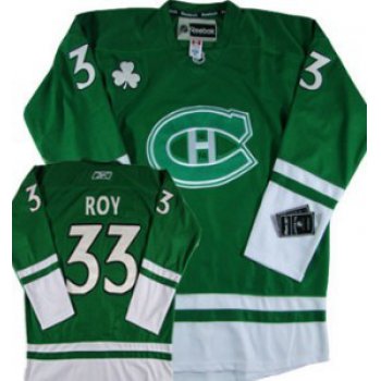 Montreal Canadiens #33 Patrick Roy St. Patrick's Day Green Jersey