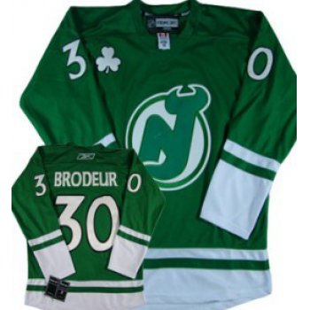 New Jersey Devils #30 Martin Brodeur St. Patrick's Day Green Jersey