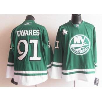 New York Islanders #91 John Tavares St. Patrick's Day Green Jersey