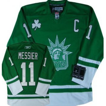 New York Rangers #11 Mark Messier St. Patrick's Day Green Jersey