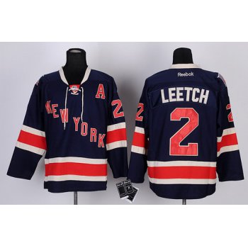 New York Rangers #2 Brian Leetch Navy Blue Third 85TH Jersey