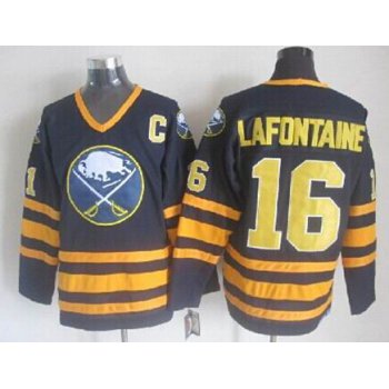 Buffalo Sabres #16 Pat Lafontaine Navy Blue Throwback CCM Jersey