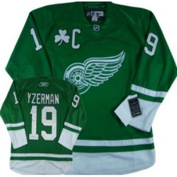 Detroit Red Wings #19 Steve Yzerman St. Patrick's Day Green Jersey