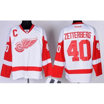 Detroit Red Wings #40 Henrik Zetterberg White Jersey