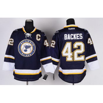 St. Louis Blues #42 David Backes Navy Blue Third Jersey